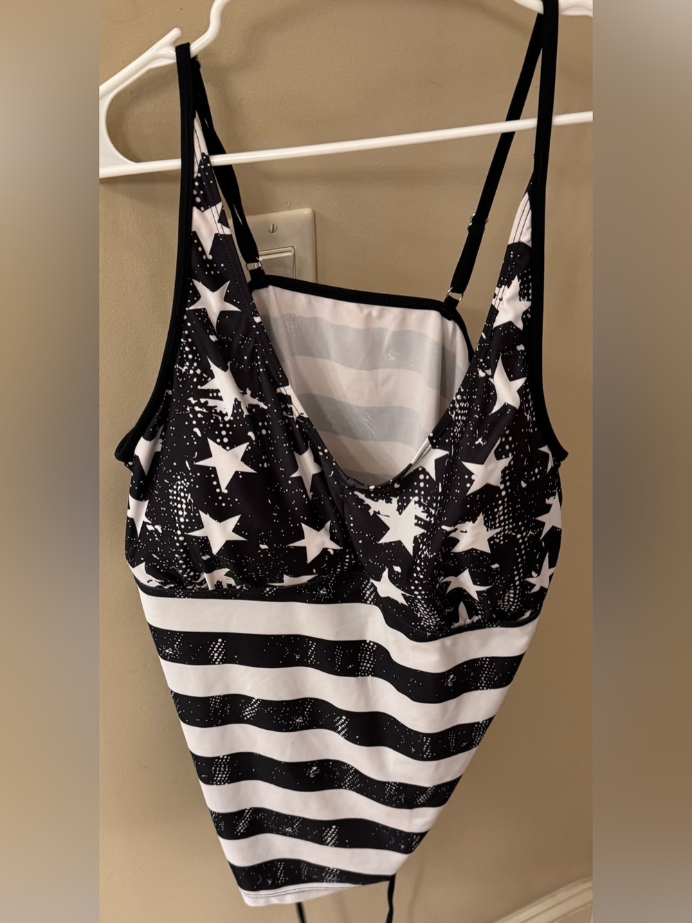 Title: Patriotic Stars & Stripes Tankini Swim Top 1X
